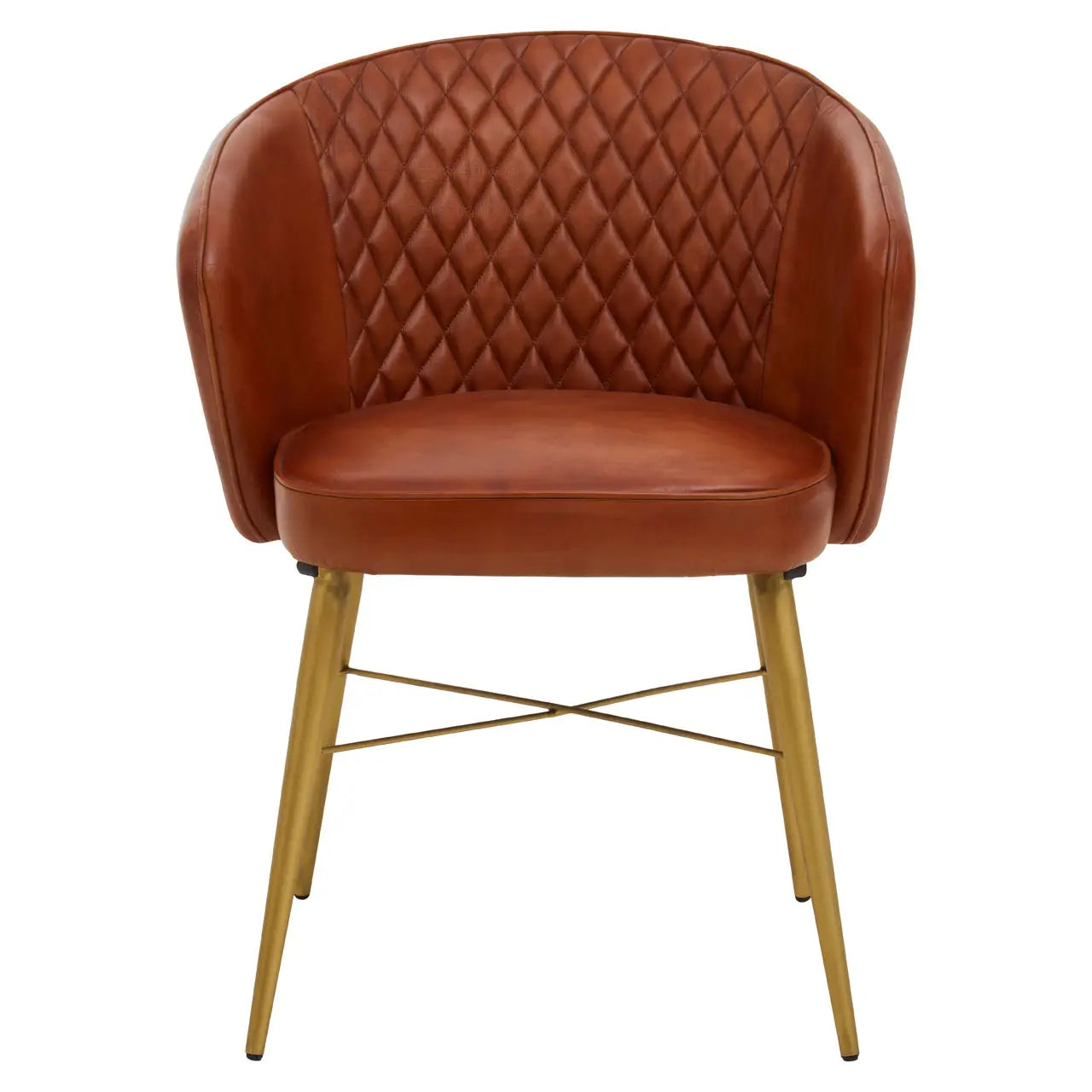 Buffalo Leather Chair With Gold Finish Legs