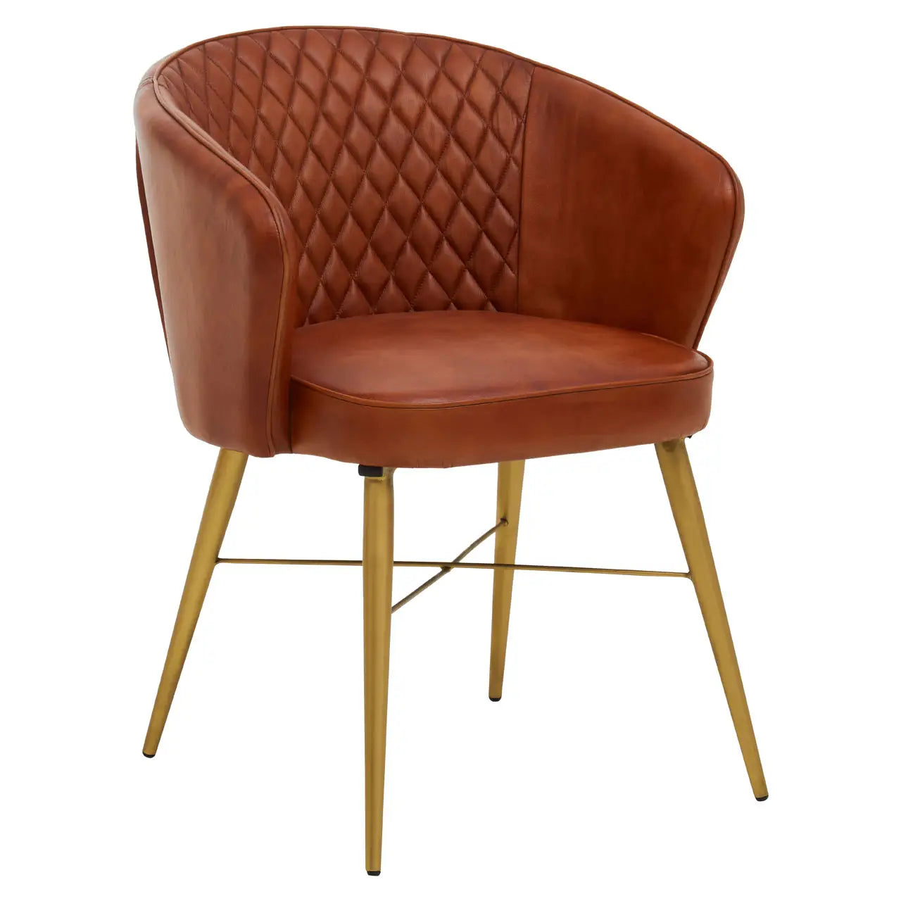 Buffalo Leather Chair With Gold Finish Legs