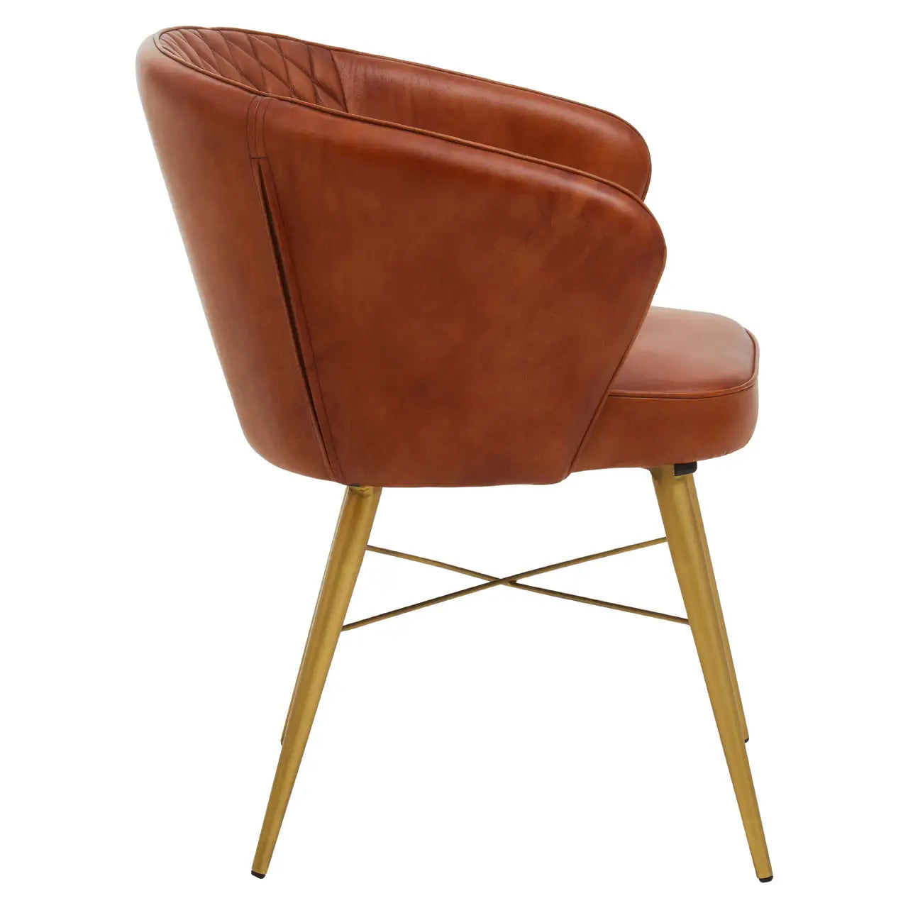 Buffalo Leather Chair With Gold Finish Legs
