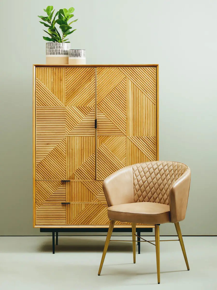 Buffalo Leather Chair With Gold Finish Legs