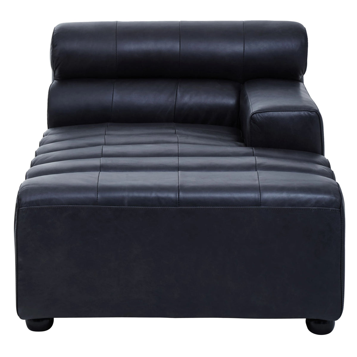 Bath Antique Black Leather Modular Chaise Sofa (right-hand)