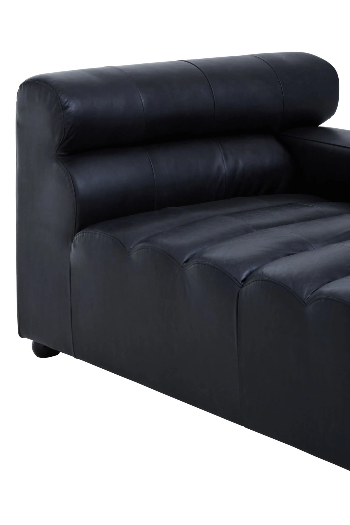 Bath Antique Black Leather Modular Chaise Sofa (right-hand)