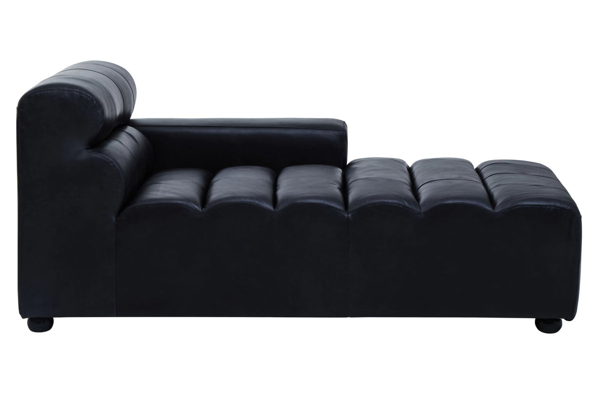 Bath Antique Black Leather Modular Chaise Sofa (right-hand)