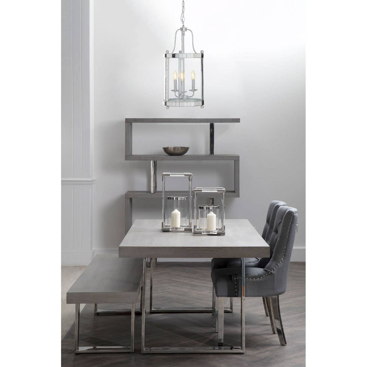 Vienna 3 Bulb Chrome and Glass Pendant Light