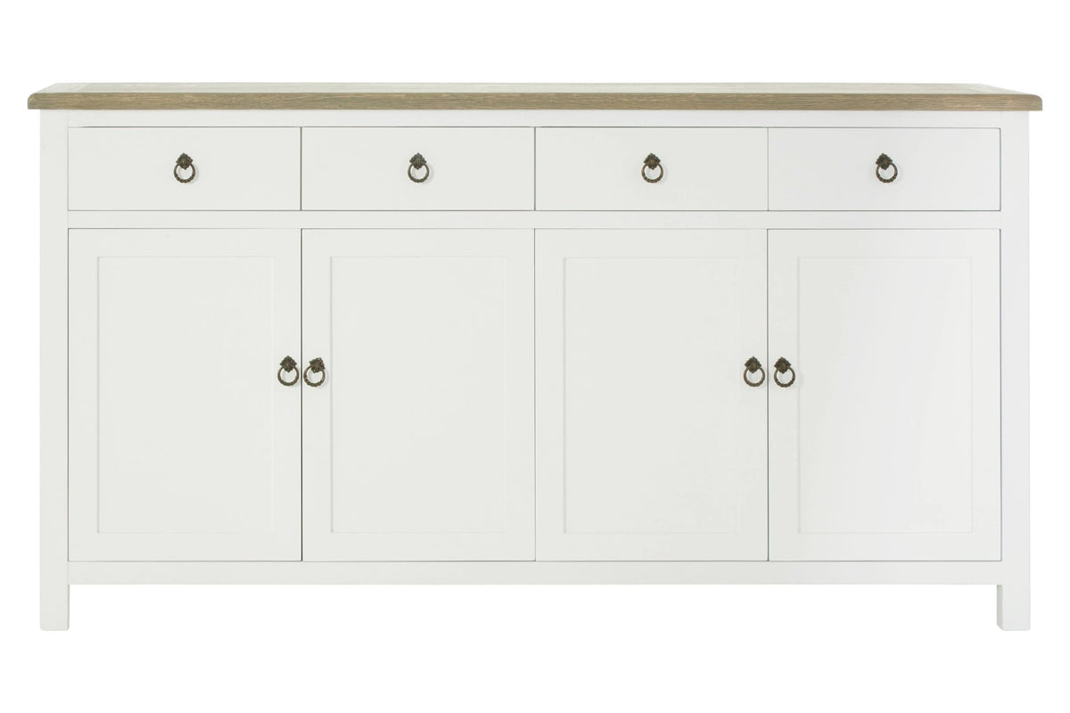 Granada White Sideboard with Oak Wood Top