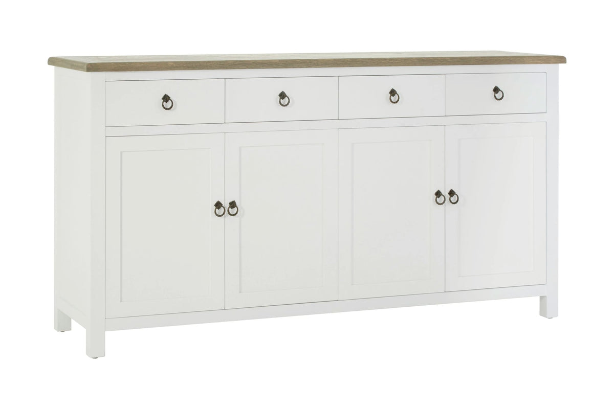 Granada White Sideboard with Oak Wood Top