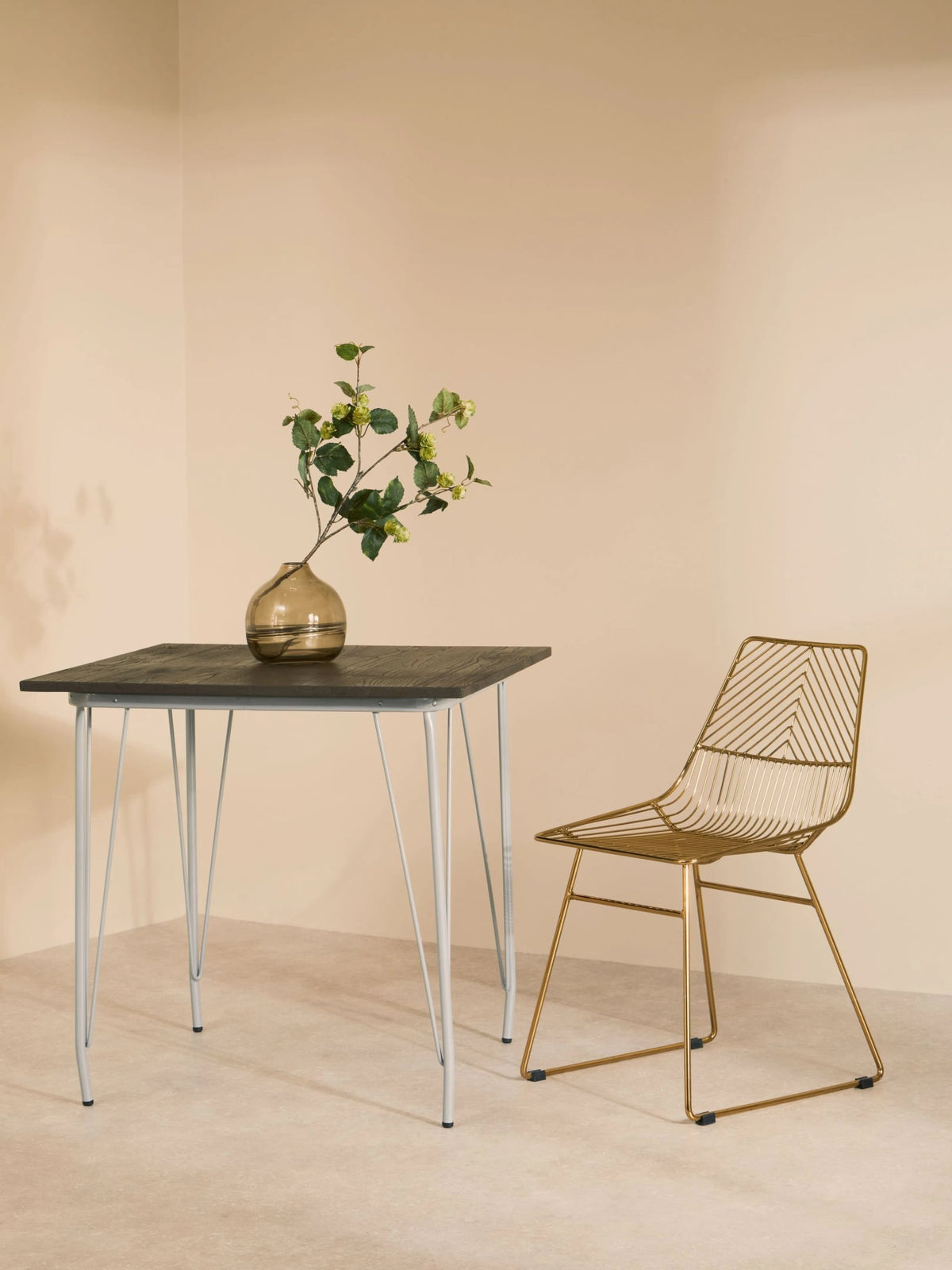 Madison Grey Metal and Elm Wood Dining Table