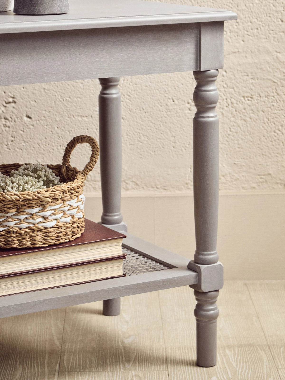 Savoy Wooden Side Table with Lower Shelf #colour_grey-wash