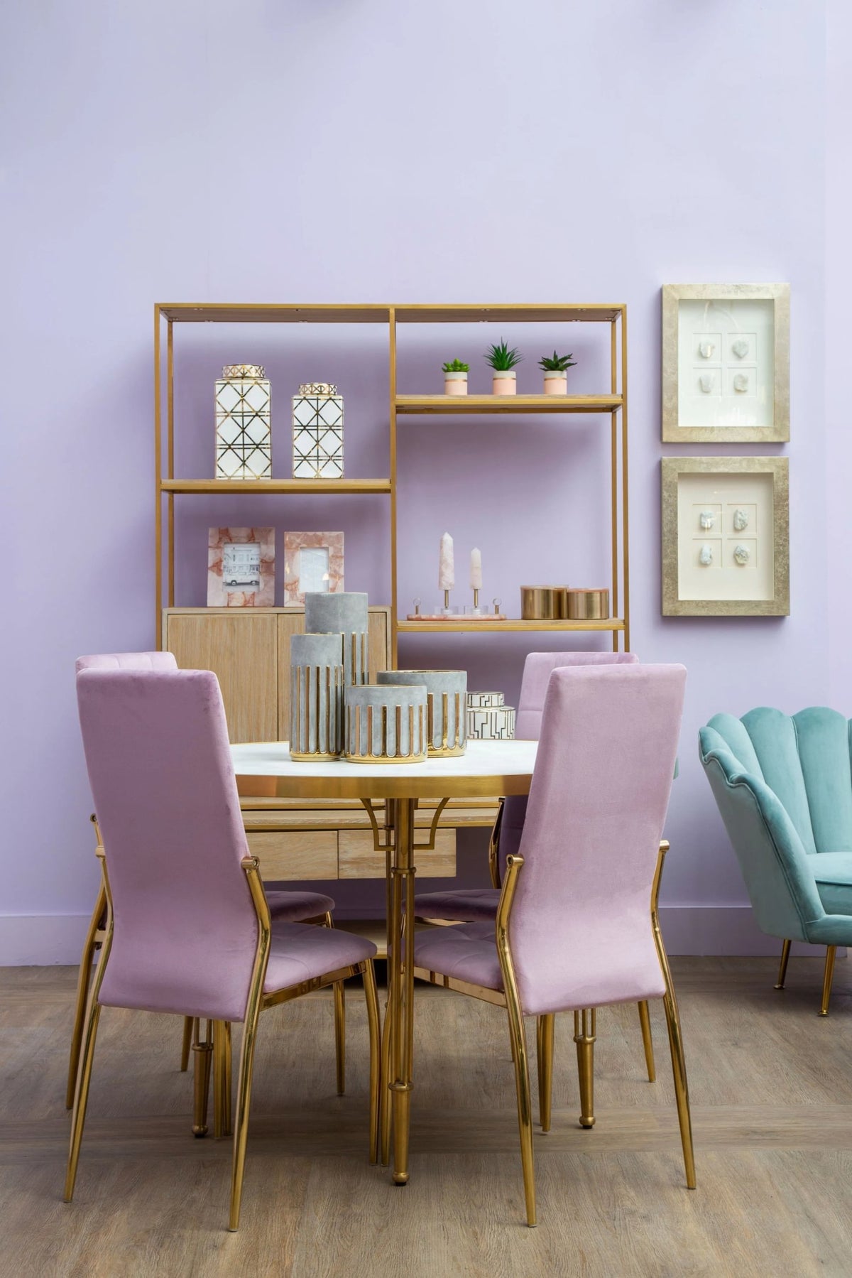 Milan White Round Dining Table with Gold Legs