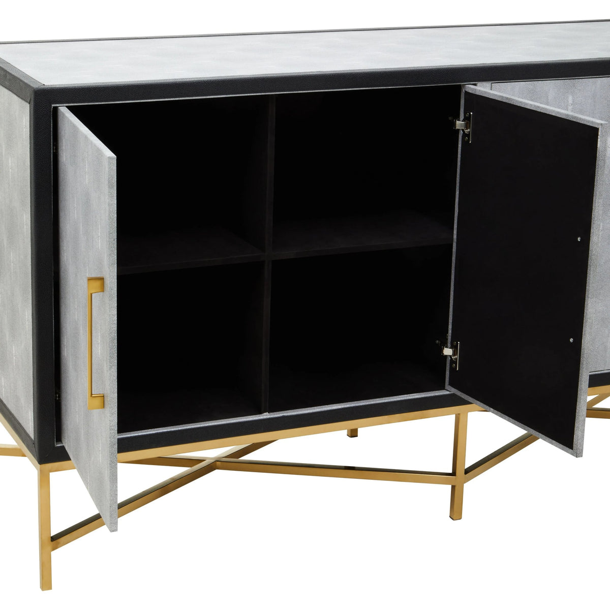Capri Grey Shagreen Effect 4 Door Sideboard