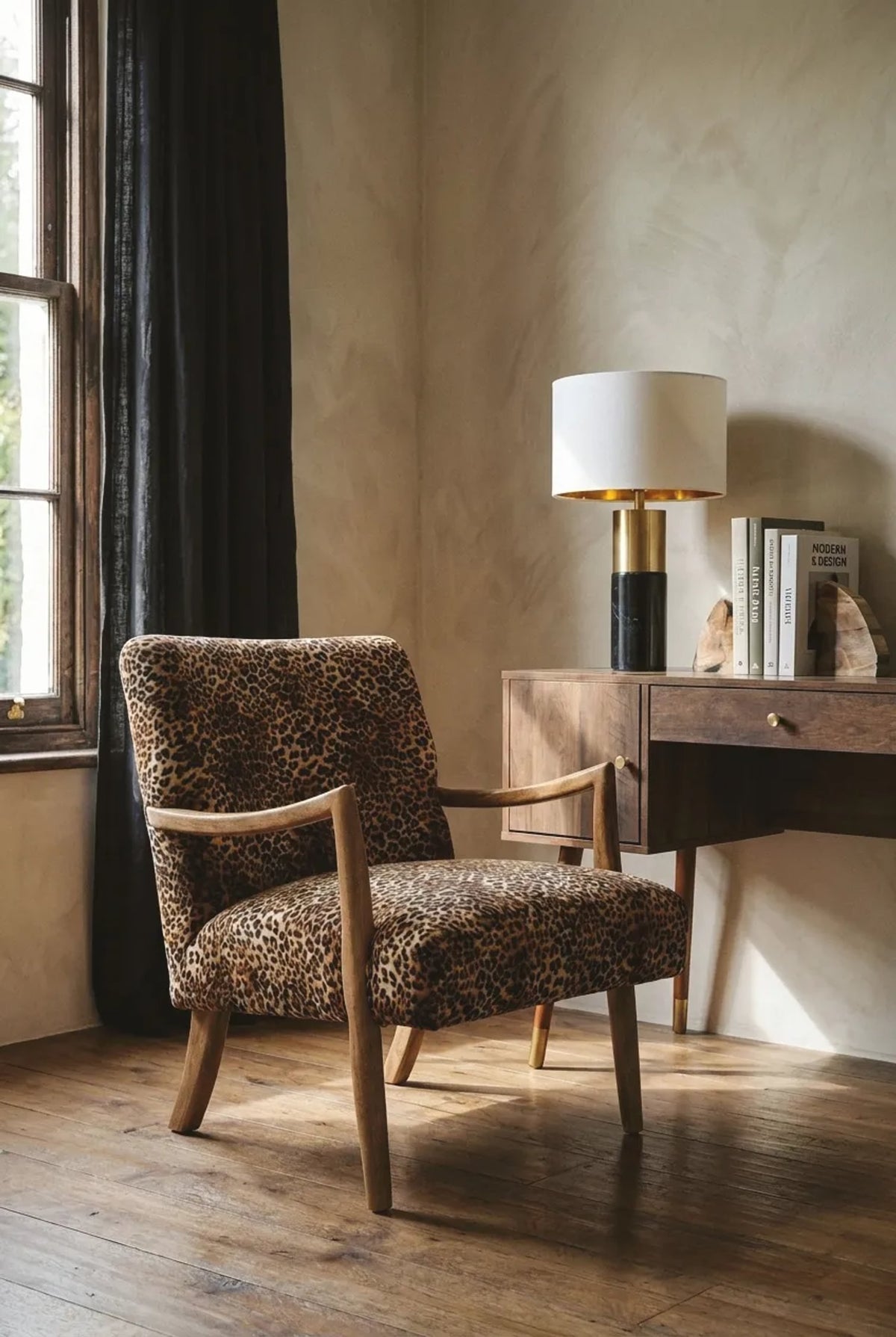 Granada Leopard Print and Mango Wood Chair