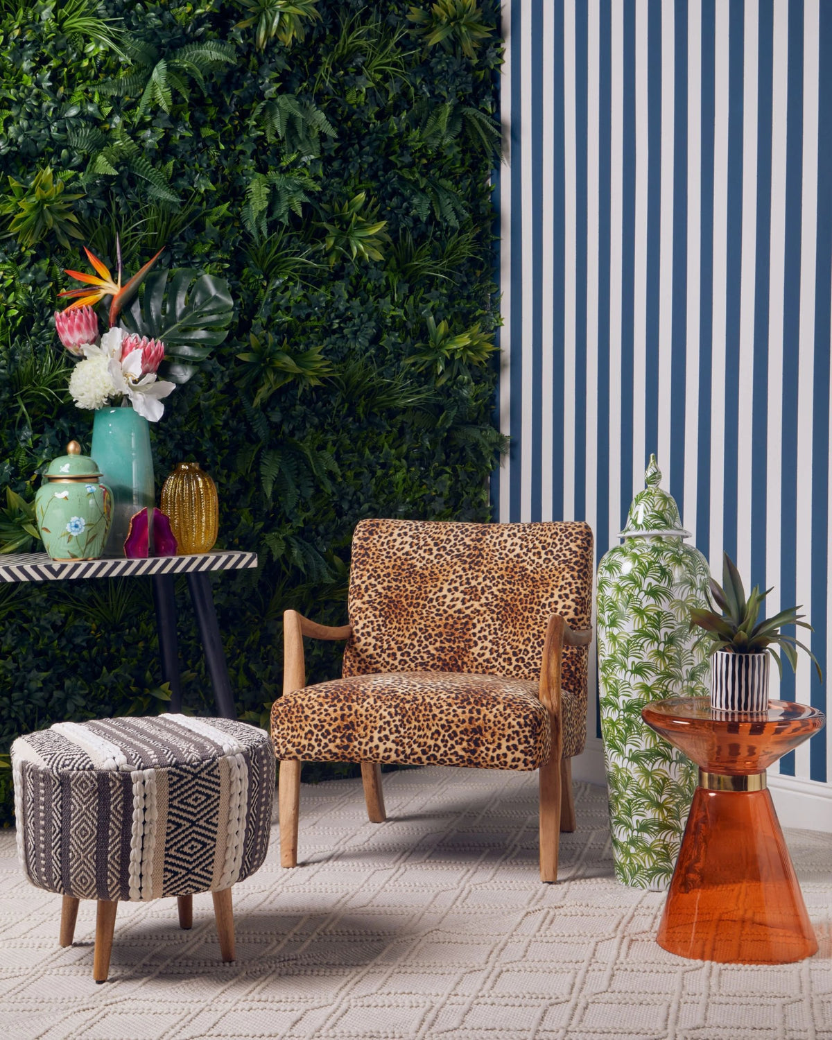 Granada Leopard Print and Mango Wood Chair