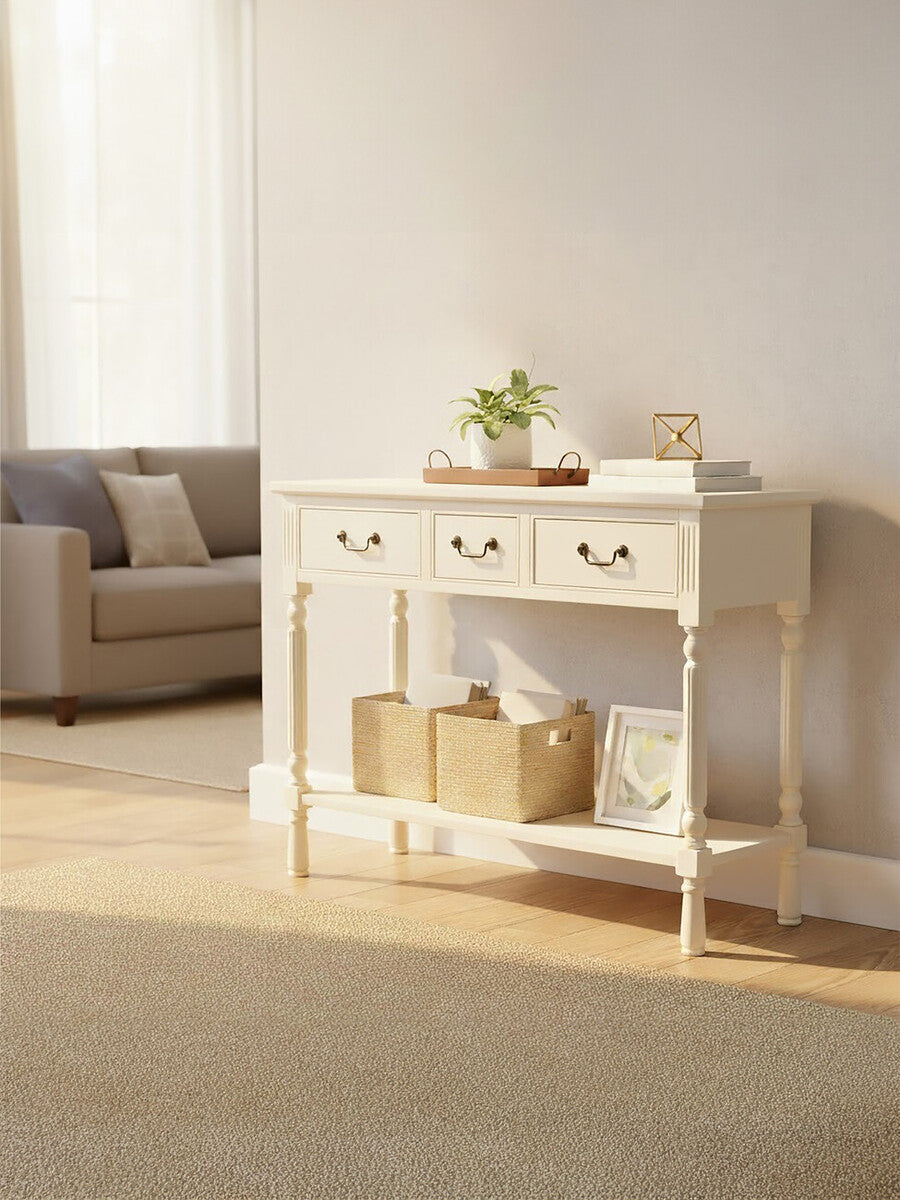 Savoy 3 Drawer Ivory Console Table