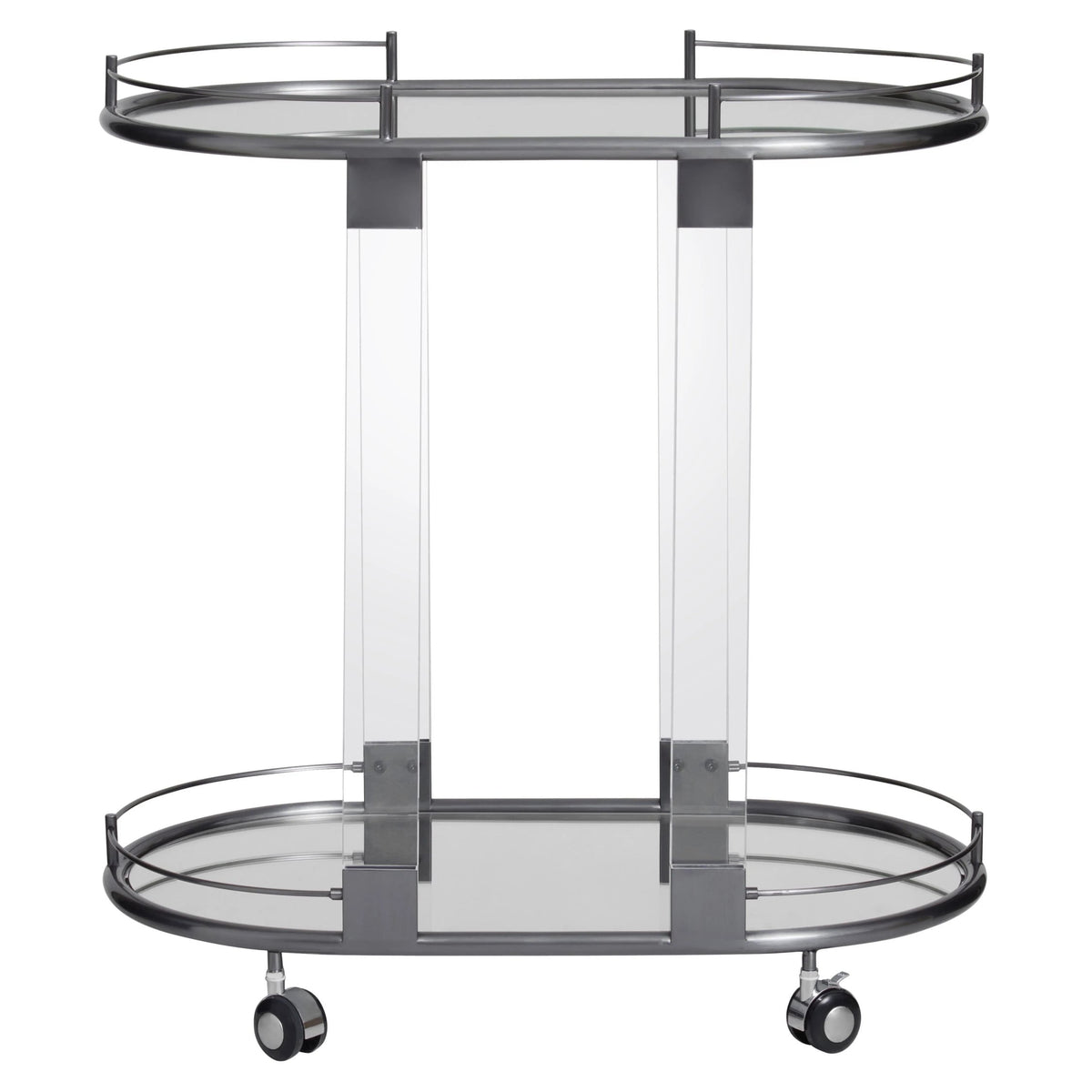Amalfi Metal and Acrylic Frame 2 Tier Oval Drinks Trolley