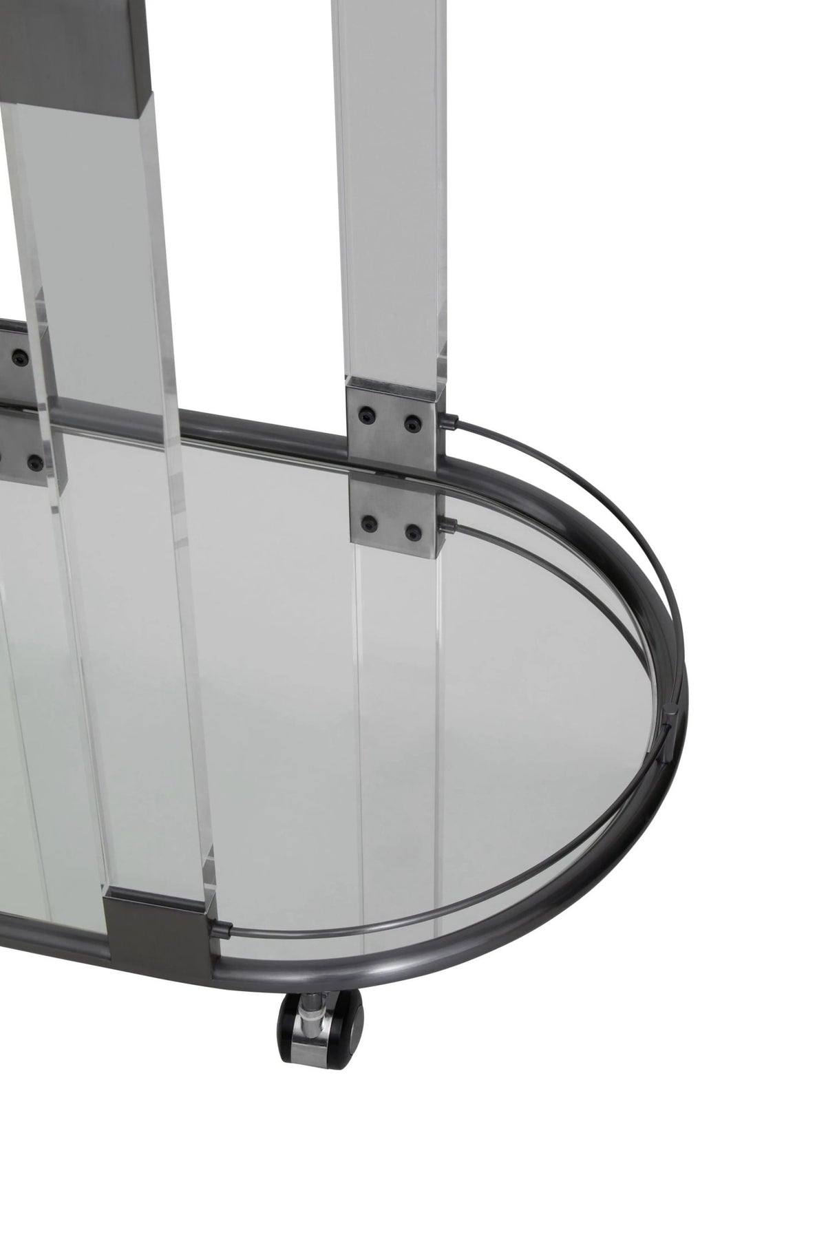 Amalfi Metal and Acrylic Frame 2 Tier Oval Drinks Trolley