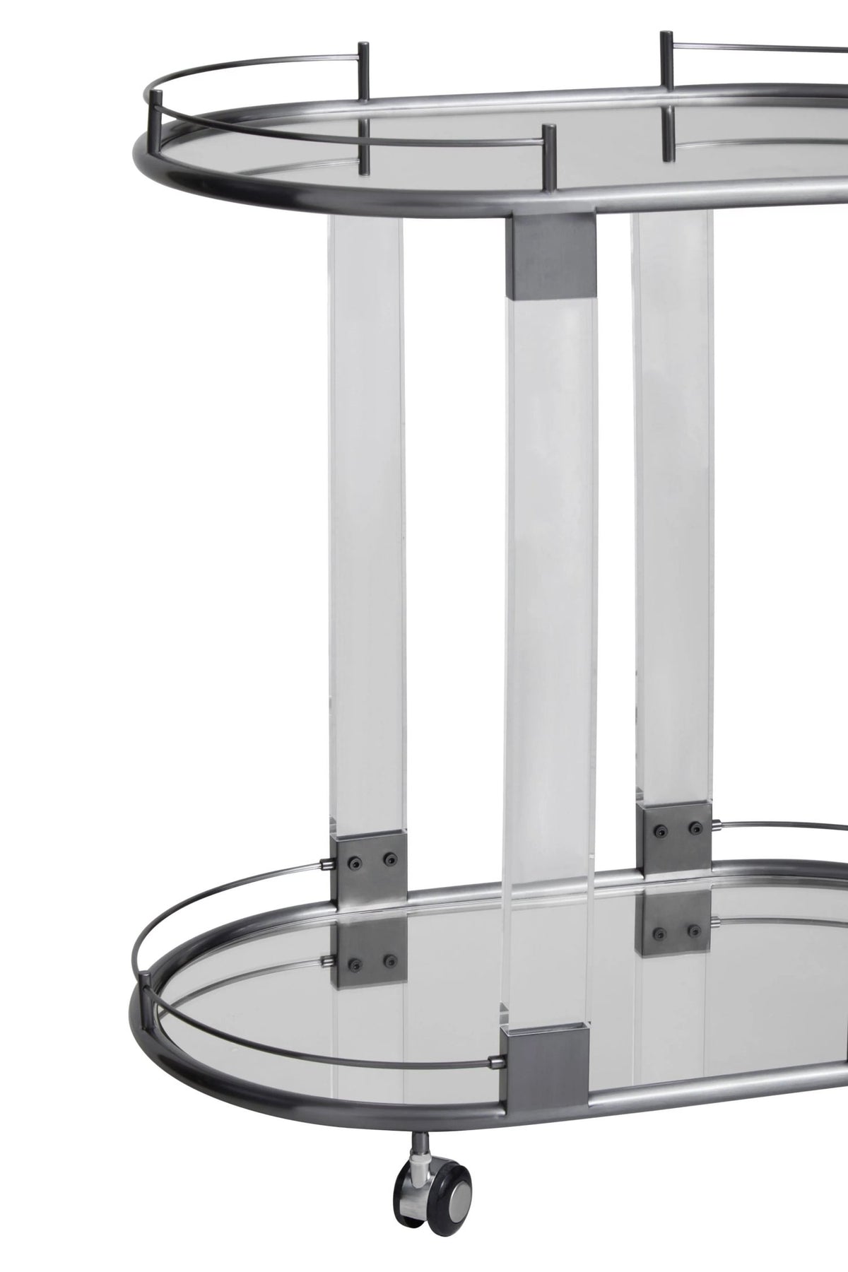 Amalfi Metal and Acrylic Frame 2 Tier Oval Drinks Trolley