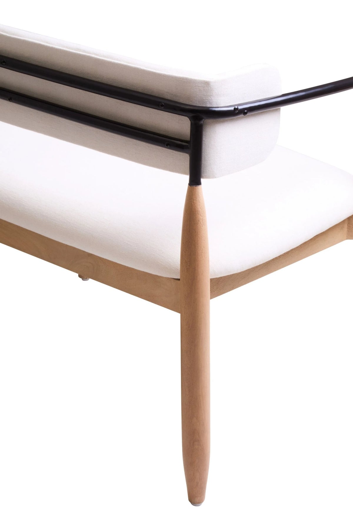 Seaford Cream Textured Fabric Dining Bench with Wood Frame