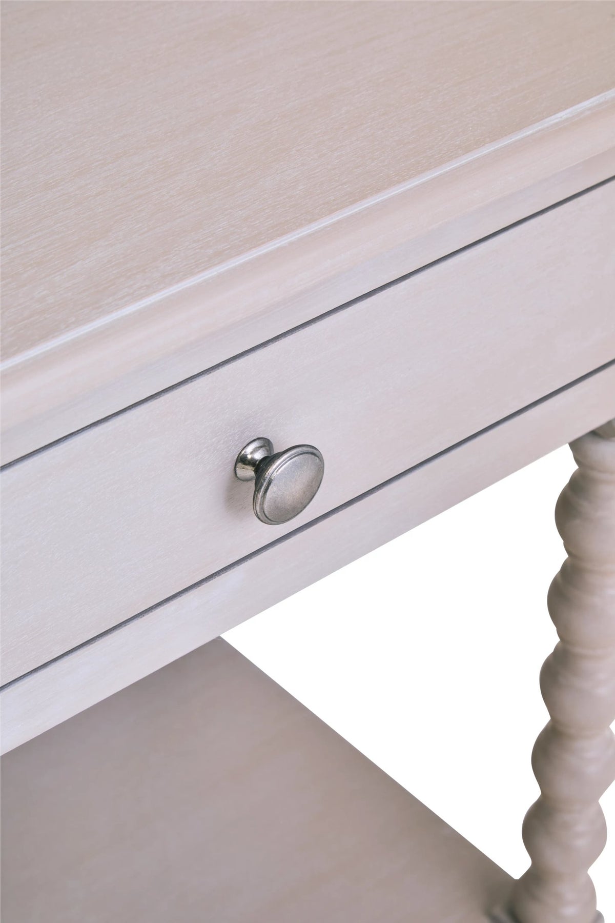 Savoy One Drawer Bobble Detail Grey Wooden Side Table
