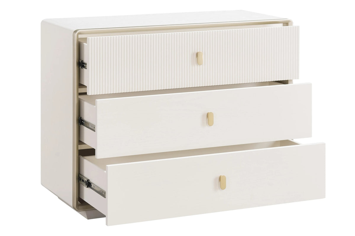 Rye Wood Veneer Three Drawer Chest