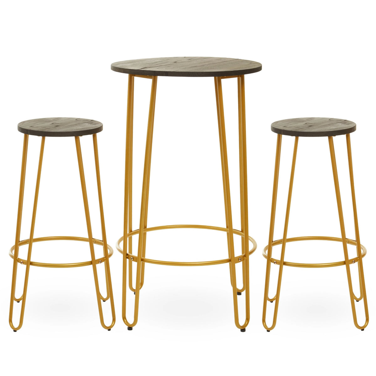 Madison 3 Piece Bar Table Stool Set #colour_gold