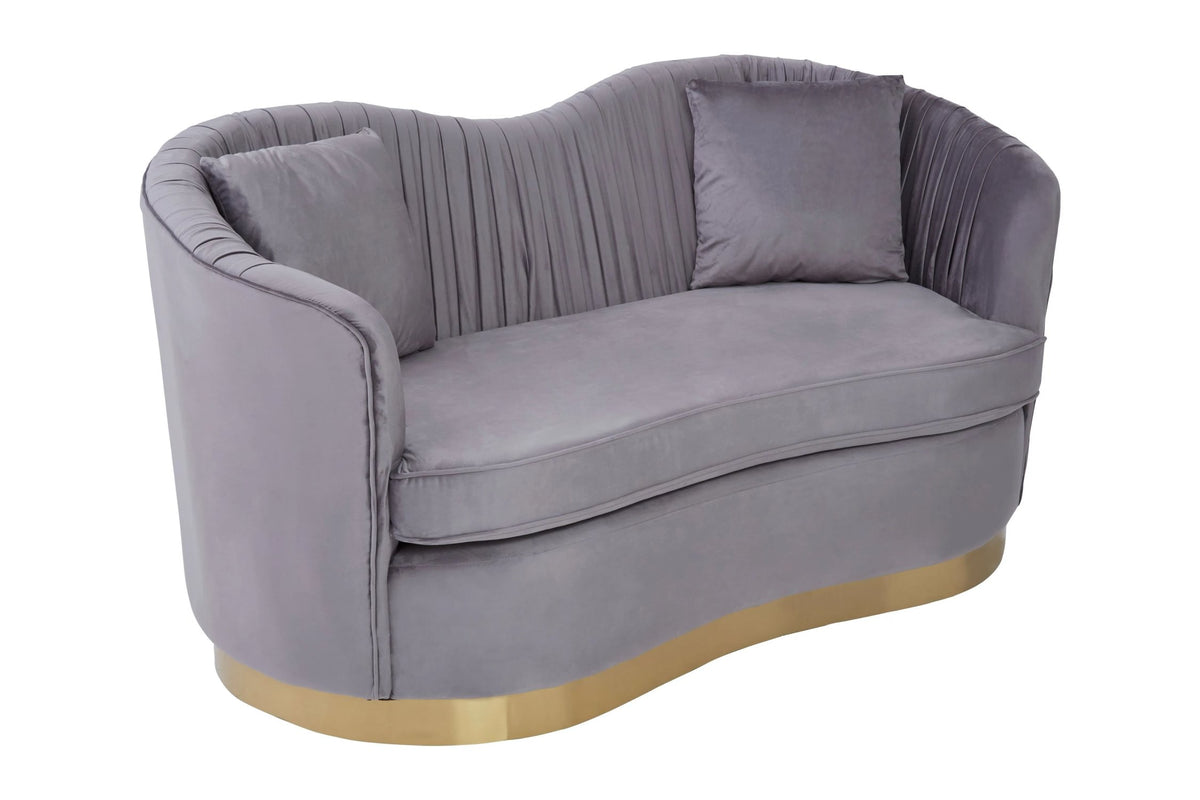Dover Grey 2 Seat Pleated Velvet Sofa