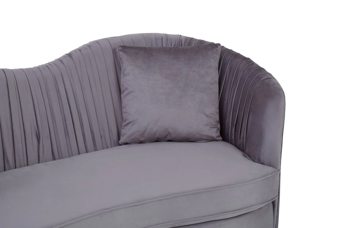 Dover Grey 2 Seat Pleated Velvet Sofa