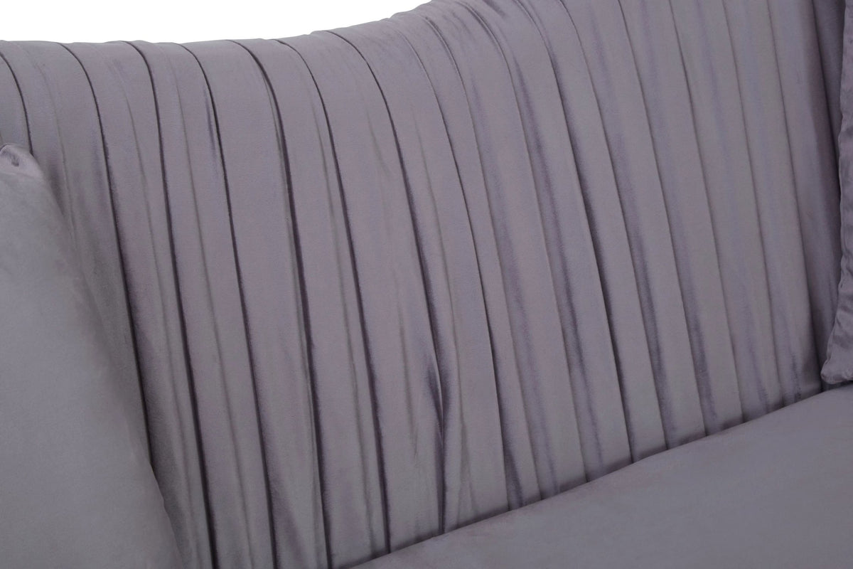 Dover Grey 2 Seat Pleated Velvet Sofa