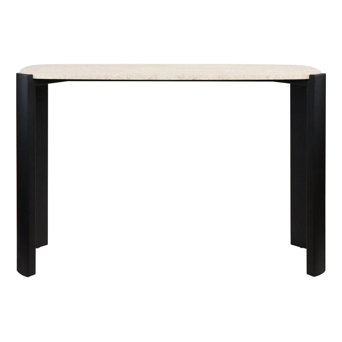 Yarm Travertine Top and Acacia Wood Console Table #colour_black