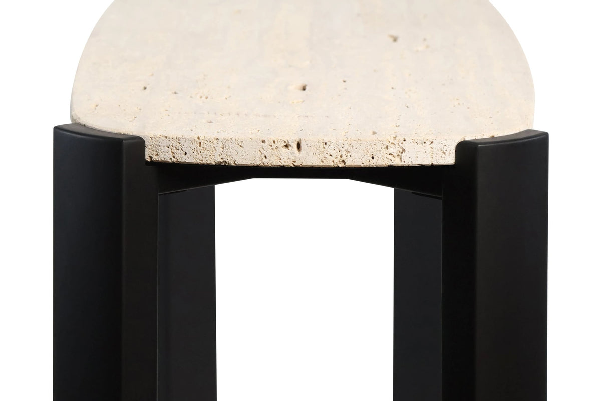 Yarm Travertine Top and Acacia Wood Console Table #colour_black