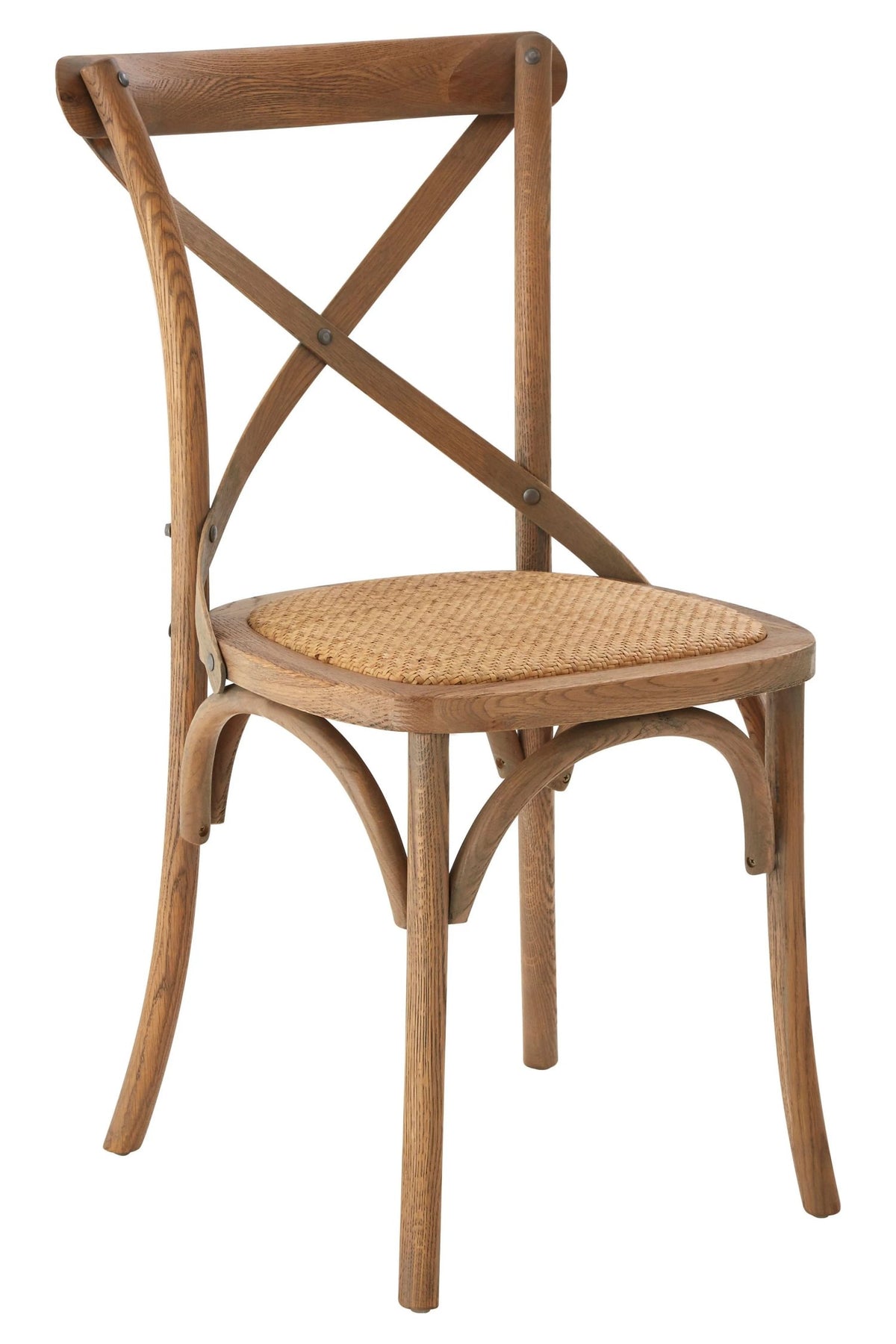 Cannes Grey Oak Wood and Rattan Cross Back Dining Chair