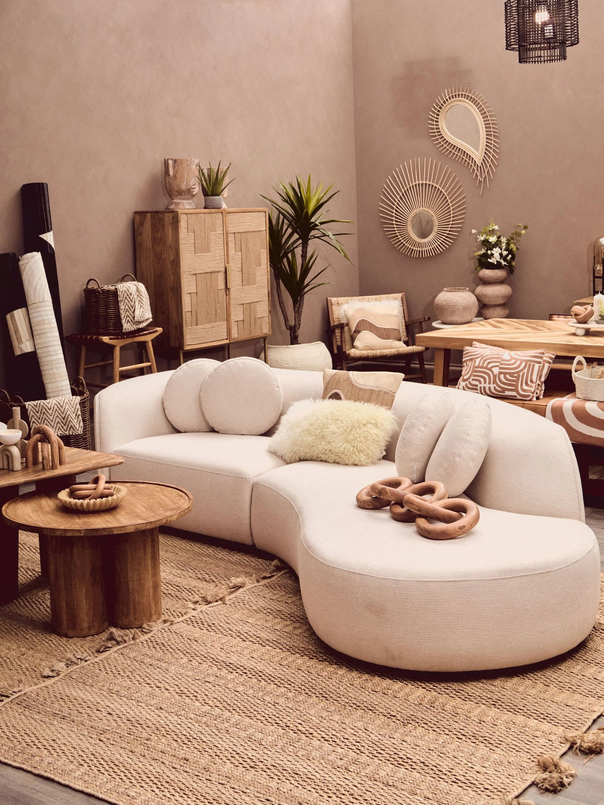 Mayfair Wood and Natural Rattan Armchair