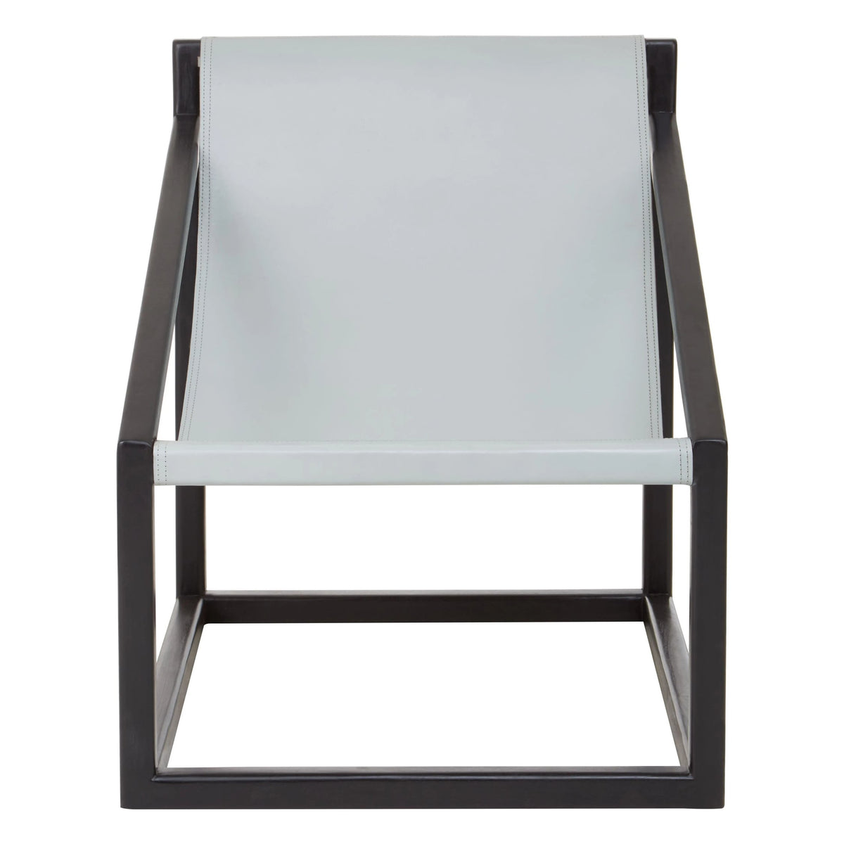 Seville Grey Leather Sling Chair with Black Wooden Frame