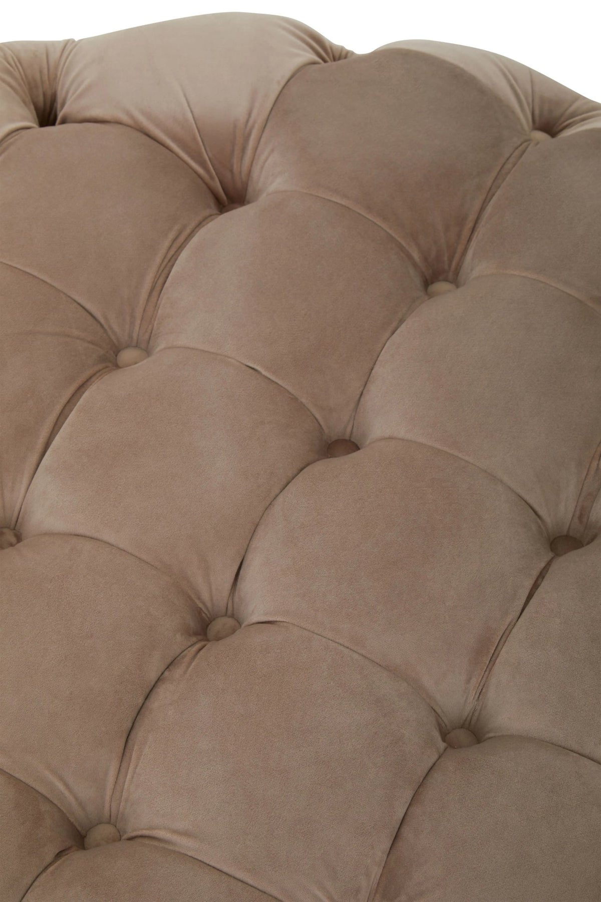 Naples Beige Velvet Round Ottoman Stool