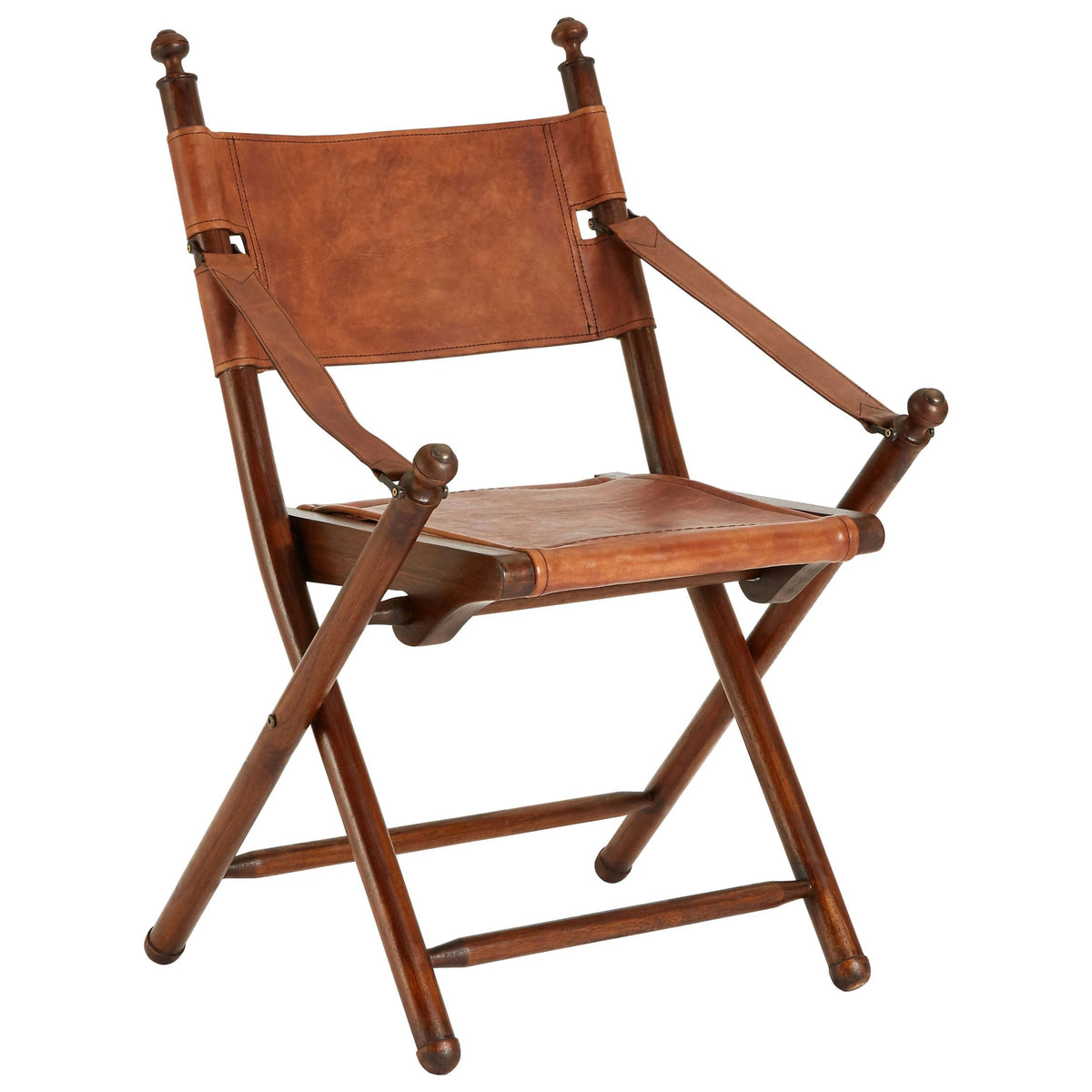 Carlton Brown Leather Folding Chair