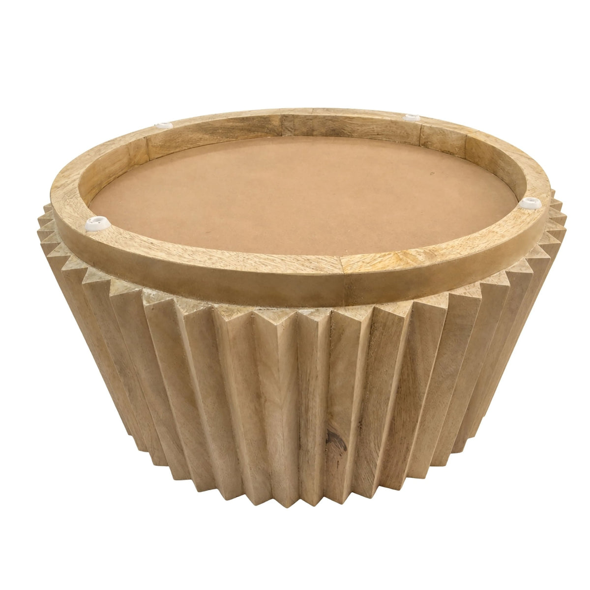 Fakenham Round Mango Wood Carved Ridged Coffee Table