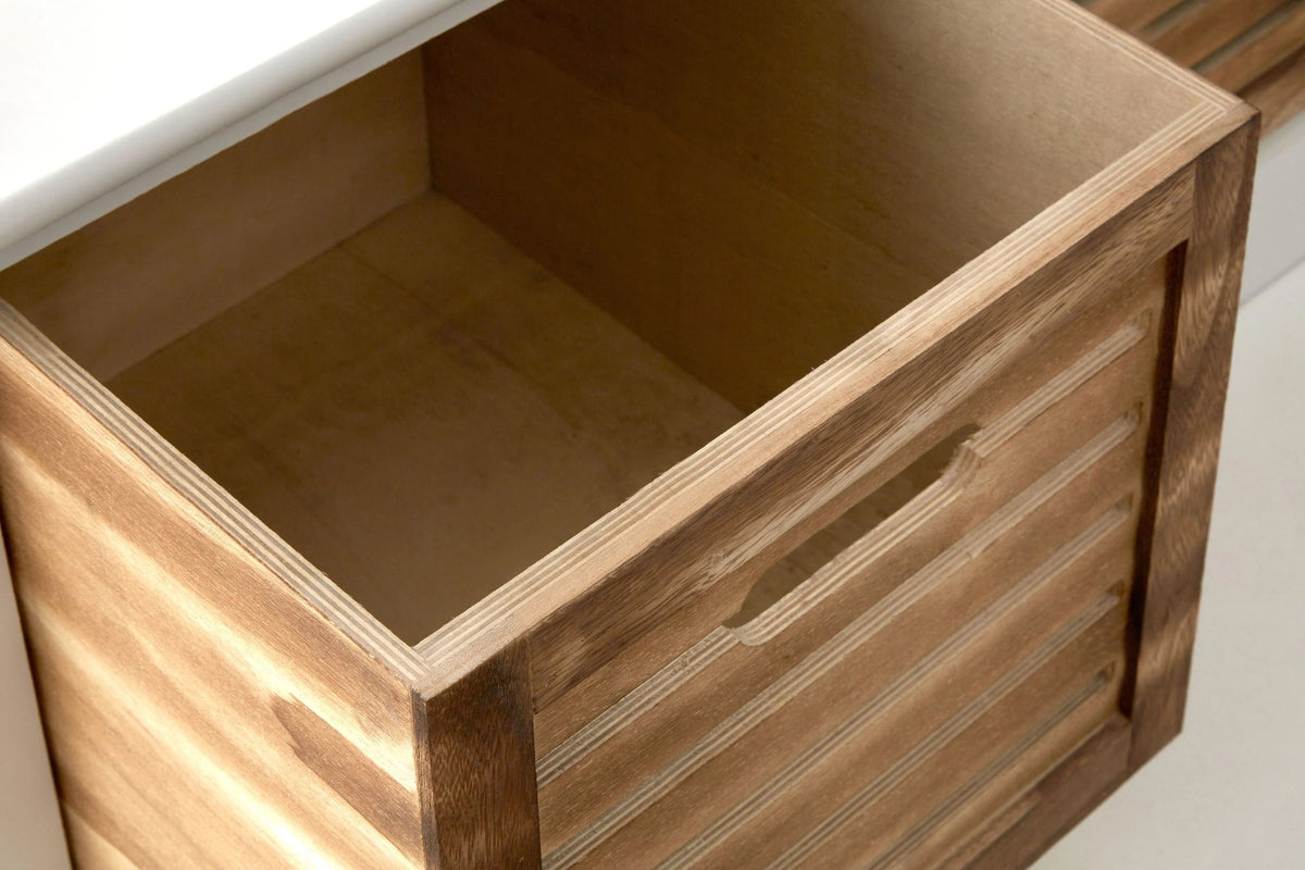 Lavenham White and Natural Wooden Bench with Drawers