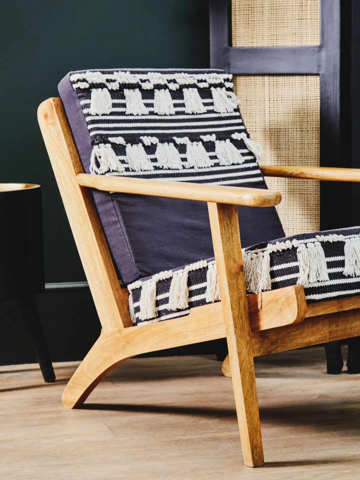 Granada Black and White Textured Fabric Lounge Chair
