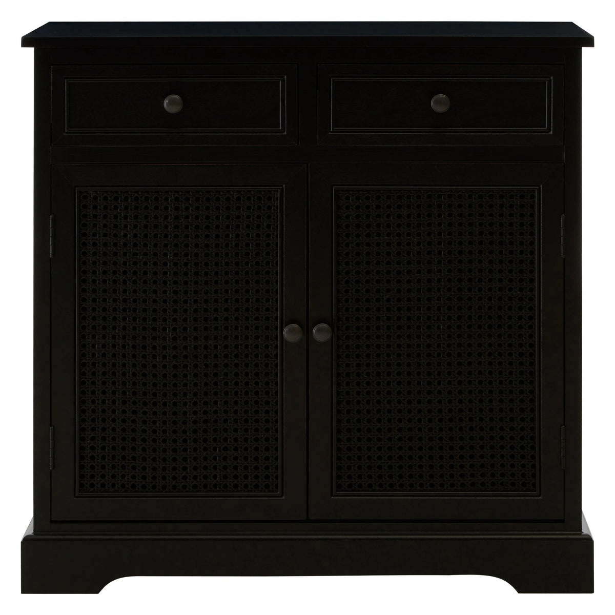 Savoy Black Rattan and Wooden Two Door Sideboard