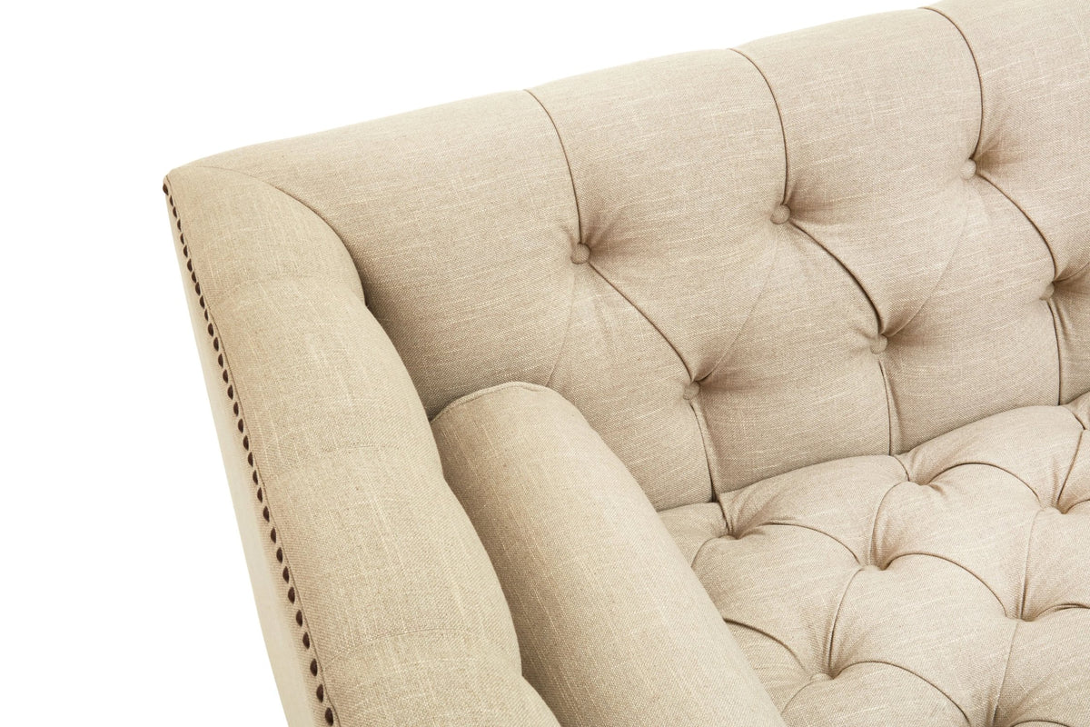 Fowey Fabric 3 Seat Modern Chesterfield Sofa