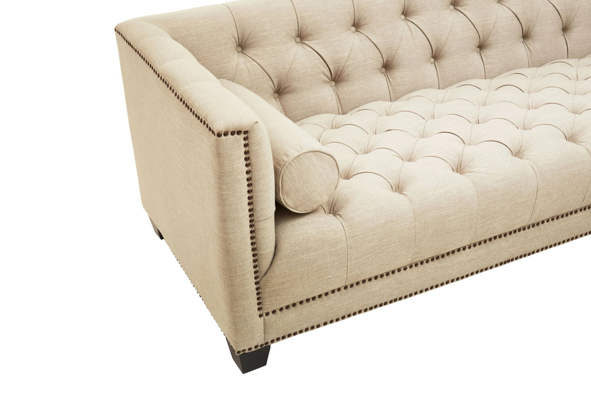 Fowey Fabric 3 Seat Modern Chesterfield Sofa