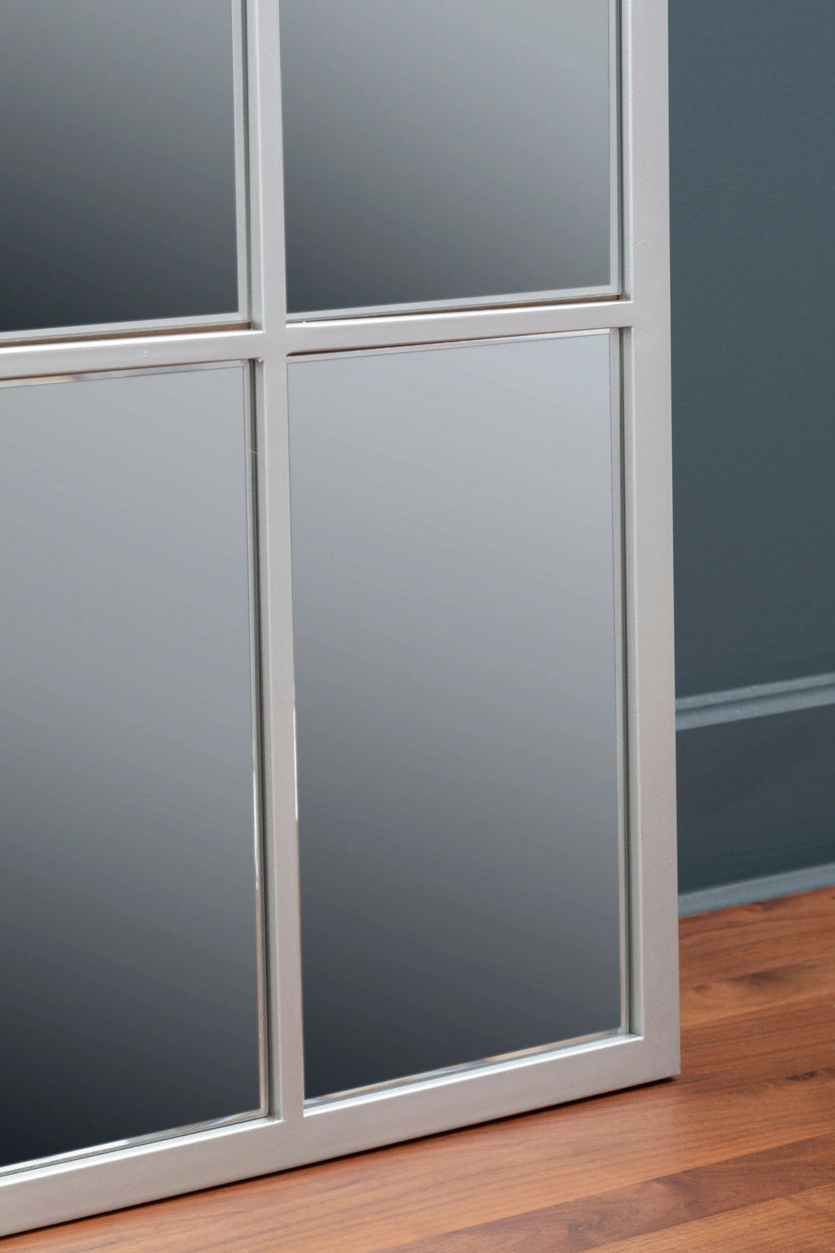 Hayle Silver Frame Full Length Window Pane Wall Mirror
