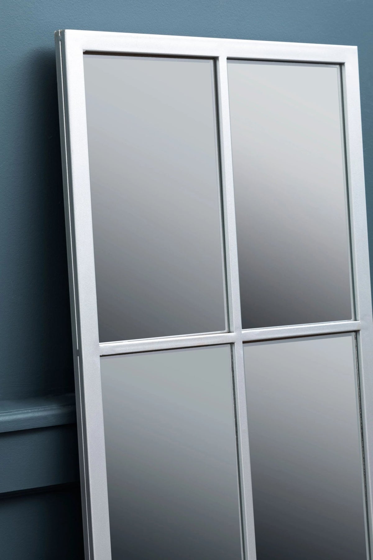 Hayle Silver Frame Full Length Window Pane Wall Mirror