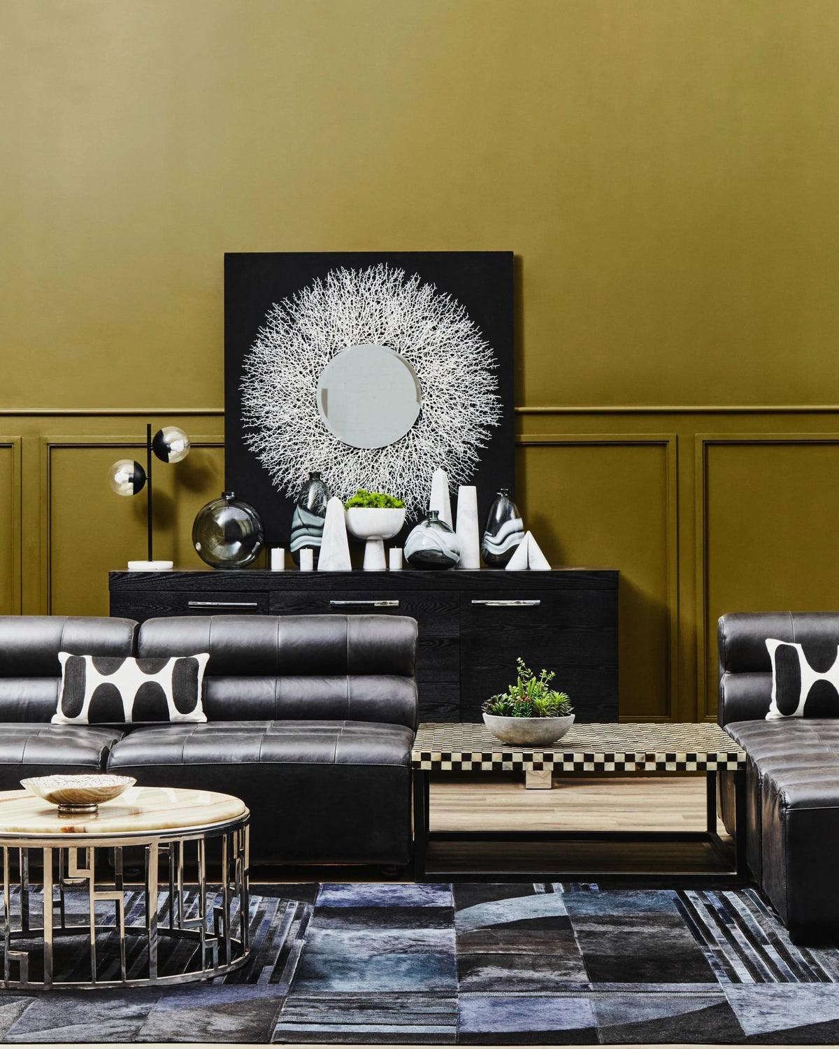 Porto Black Elm Wood Sideboard