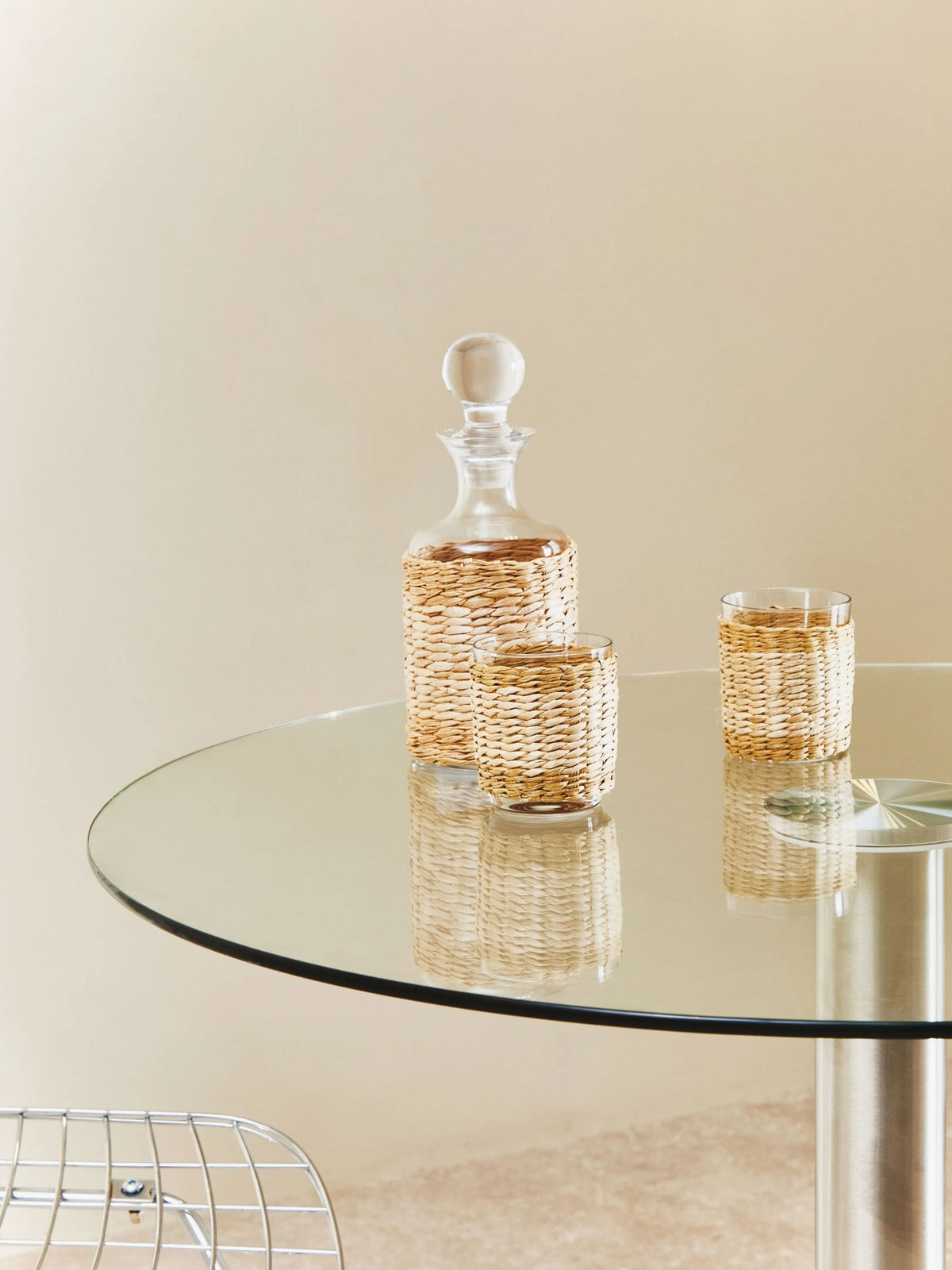 Halifax Round Glass and Silver Finish Dining Table