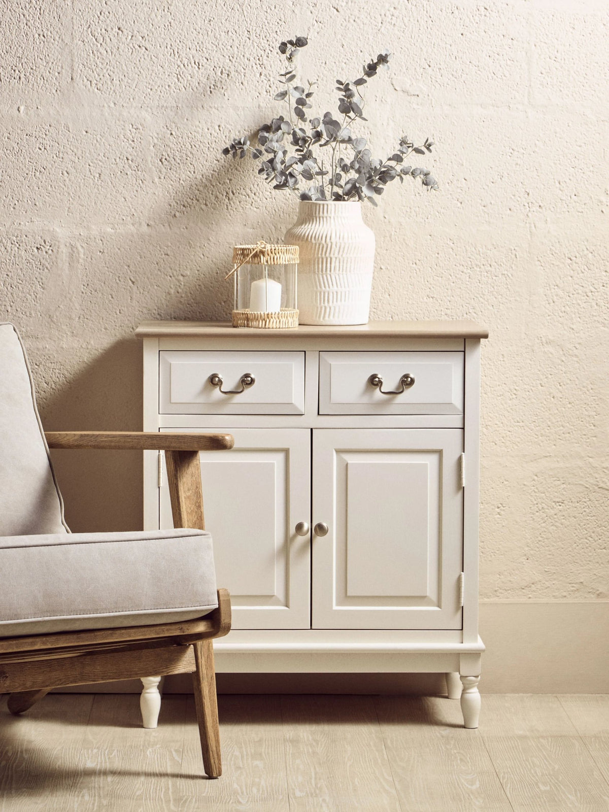 Savoy 2 Drawer White Wooden Sideboard