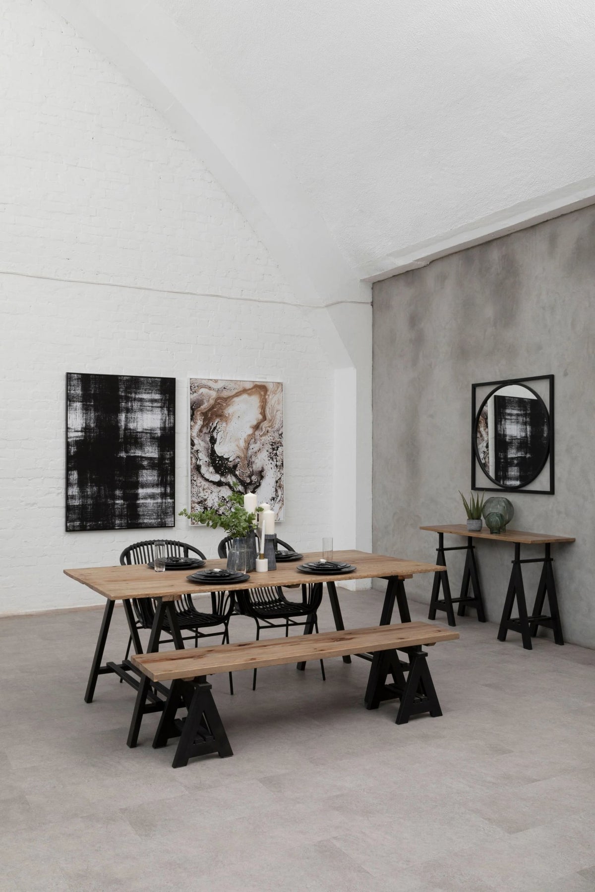 Granada Pine Wood and Iron Dining Table