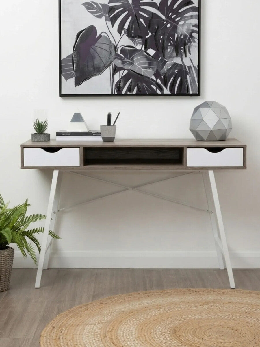 Penzance Two Drawer Light Oak Veneer Desk