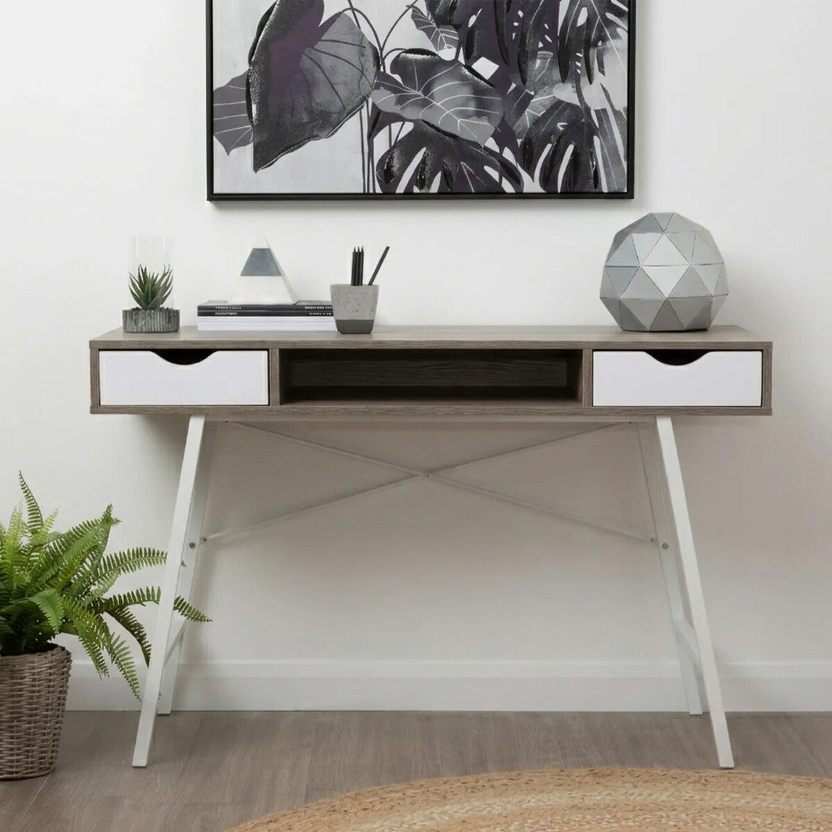Penzance Two Drawer Light Oak Veneer Desk