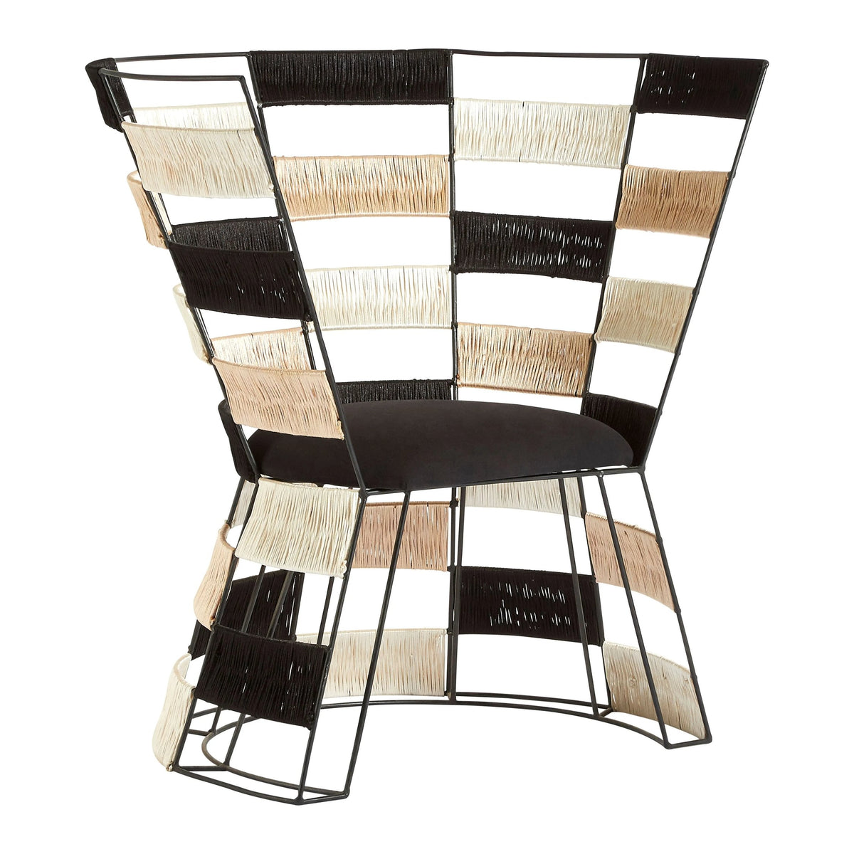 Porto Beige and Black and White Woven Chair