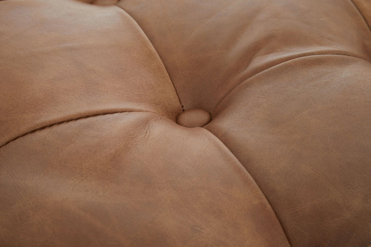 Harrogate Brown Leather Rectangle Chesterfield Ottoman